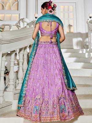 Lavender colour Tissue sequin embroidery Semi-Stitched Lehenga choli & Dupatta 3