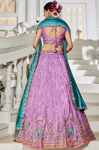 Lavender colour Tissue sequin embroidery Semi-Stitched Lehenga choli & Dupatta