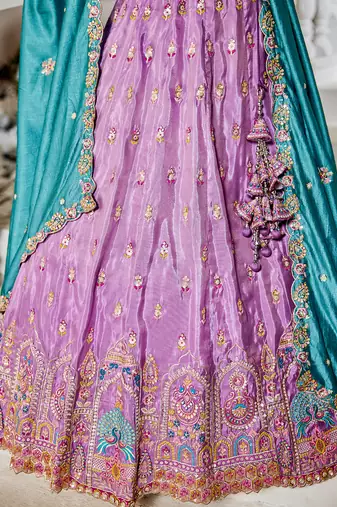 Lavender colour Tissue sequin embroidery Semi-Stitched Lehenga choli & Dupatta