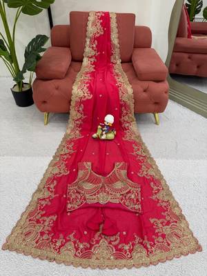 Pink Coding Sequnce Work Vichitra silk blend Saree 4
