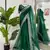Dark Green Thread sequin Work Organza silk blend Saree