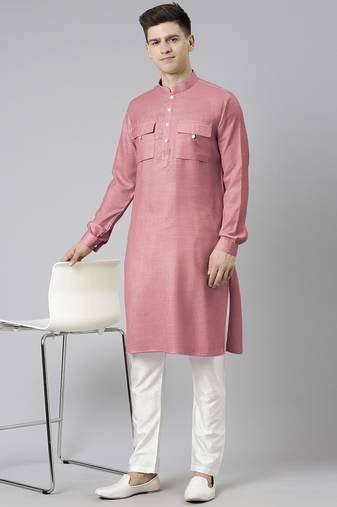 Old rose pathani kurtas