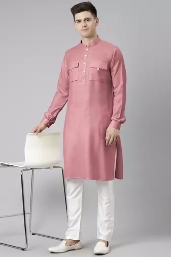 Old rose pathani kurtas