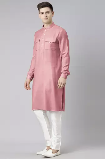 Old rose pathani kurtas