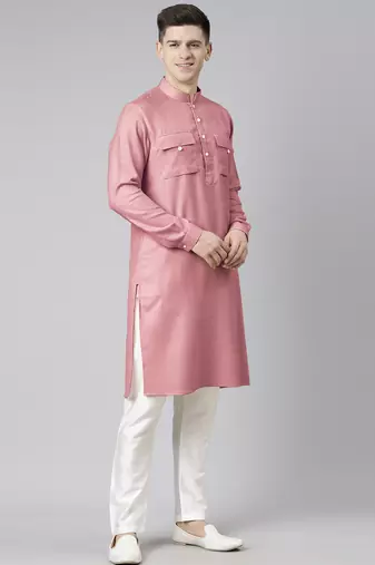 Old rose pathani kurtas