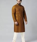 Mustard mirror embroidery kurtas