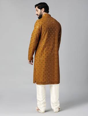 Mustard mirror embroidery kurtas 2