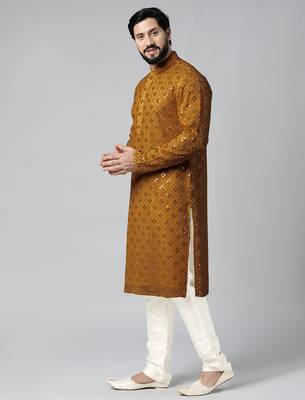Mustard mirror embroidery kurtas 3
