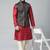 Black velvet embroidered jacket kurta set