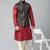 Black velvet embroidered jacket kurta set