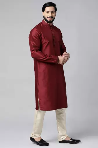 Black velvet embroidered jacket kurta set