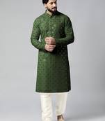 Olive green mirror embroidery kurtas