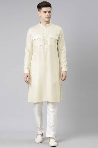 Cream pathani kurtas