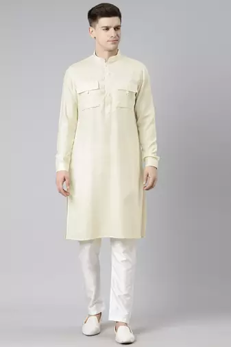Cream pathani kurtas