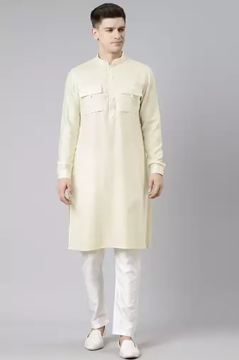 Cream pathani kurtas