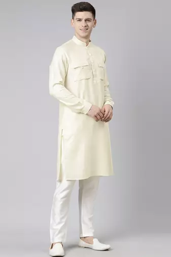 Cream pathani kurtas