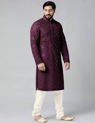 Purple mirror embroidery kurtas 1