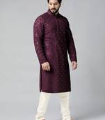 Purple mirror embroidery kurtas