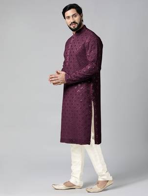 Purple mirror embroidery kurtas 2