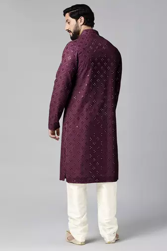 Purple mirror embroidery kurtas