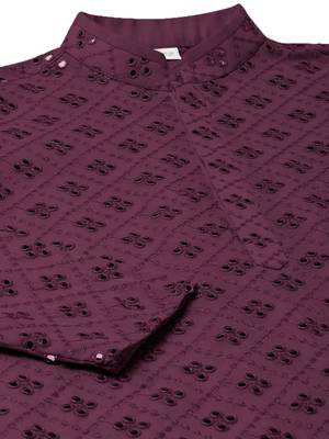 Purple mirror embroidery kurtas 4