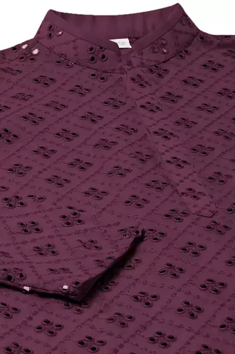 Purple mirror embroidery kurtas