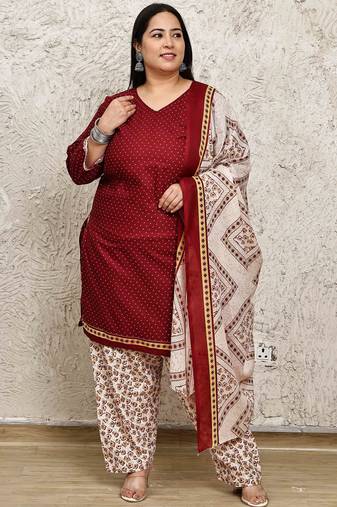 Rajnandini cotton blend printed ready to wear patiala salwar suit