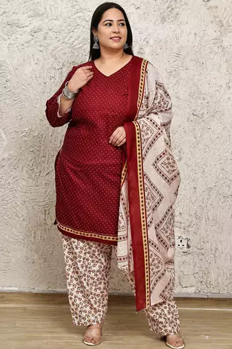 Rajnandini cotton blend printed ready to wear patiala salwar suit