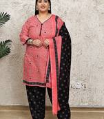 pink cotton blend printed ready to wear patiala salwar suit