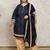 Rajnandini navy blue cotton blend printed ready to wear patiala salwar suit