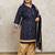 Rajnandini navy blue cotton blend printed ready to wear patiala salwar suit