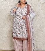 white cotton blend printed ready to wear patiala salwar suit