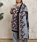 black cotton blend printed ready to wear patiala salwar suit