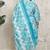 Rajnandini turquoise & white cotton blend printed ready to wear patiala salwar suit