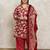 Rajnandini red cotton blend printed ready to wear patiala salwar suit