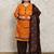 Rajnandini orange cotton blend printed ready to wear patiala salwar suit