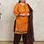 Rajnandini orange cotton blend printed ready to wear patiala salwar suit