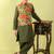 Green printed cotton nehru jacket set