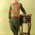Green printed cotton nehru jacket set