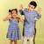 Blue printed cotton kurta pyjama