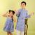 Blue printed cotton kurta pyjama