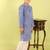 Blue printed cotton kurta pyjama