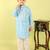 Blue printed cotton kurta pyjama
