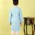 Blue printed cotton kurta pyjama