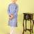 Blue printed cotton kurta pyjama