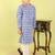 Blue printed cotton kurta pyjama
