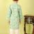 Green printed cotton kurta pyjama