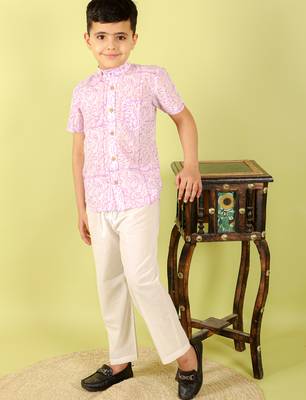 Purple printed cotton shirt 1