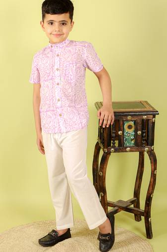 Purple printed cotton shirt