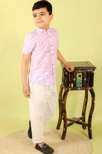 Purple printed cotton shirt